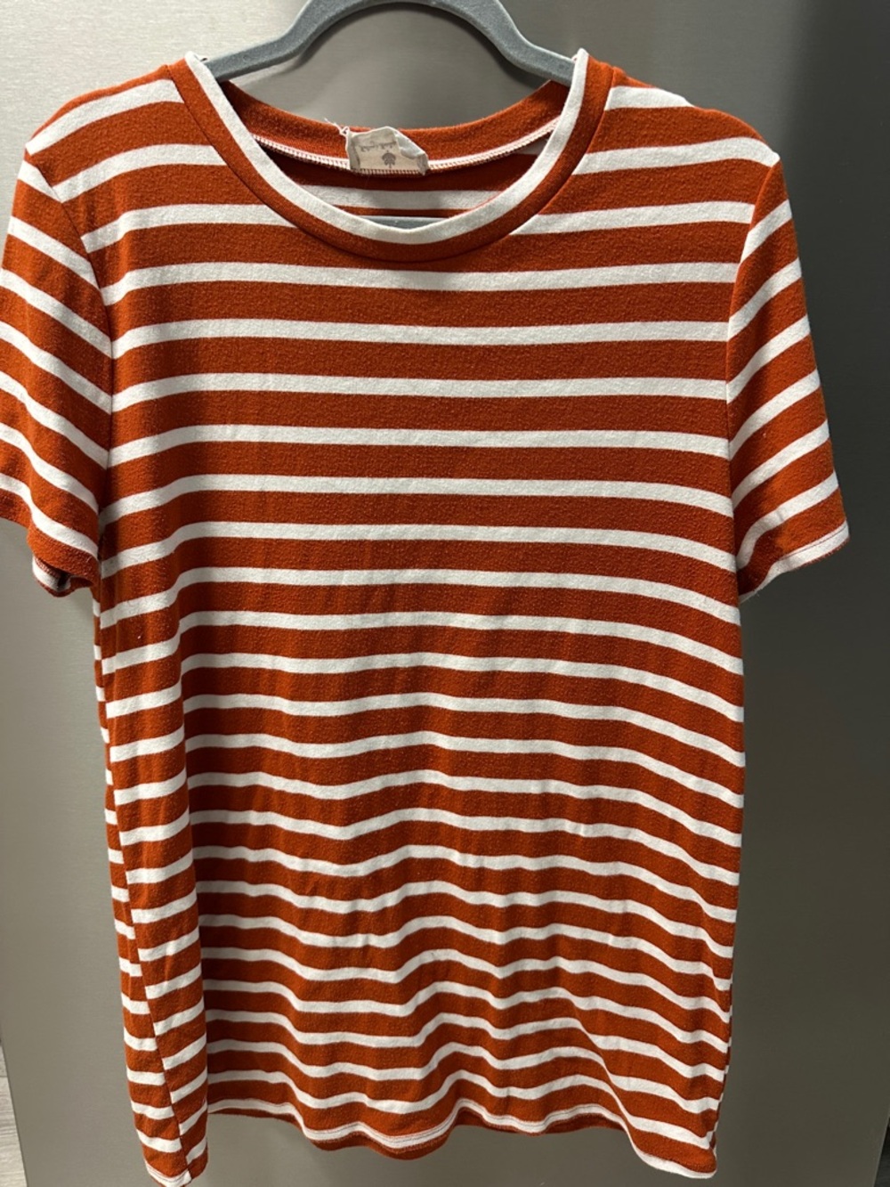 Women's Rust and White Striped Short Sleeve Tee